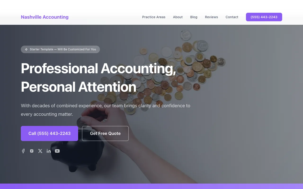 Accounting website template preview