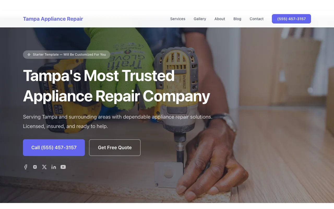 Appliance Repair website template preview