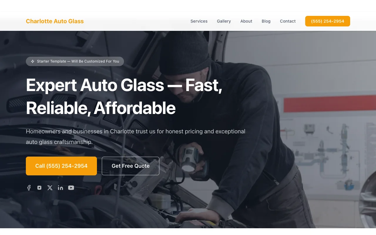Auto Glass website template preview