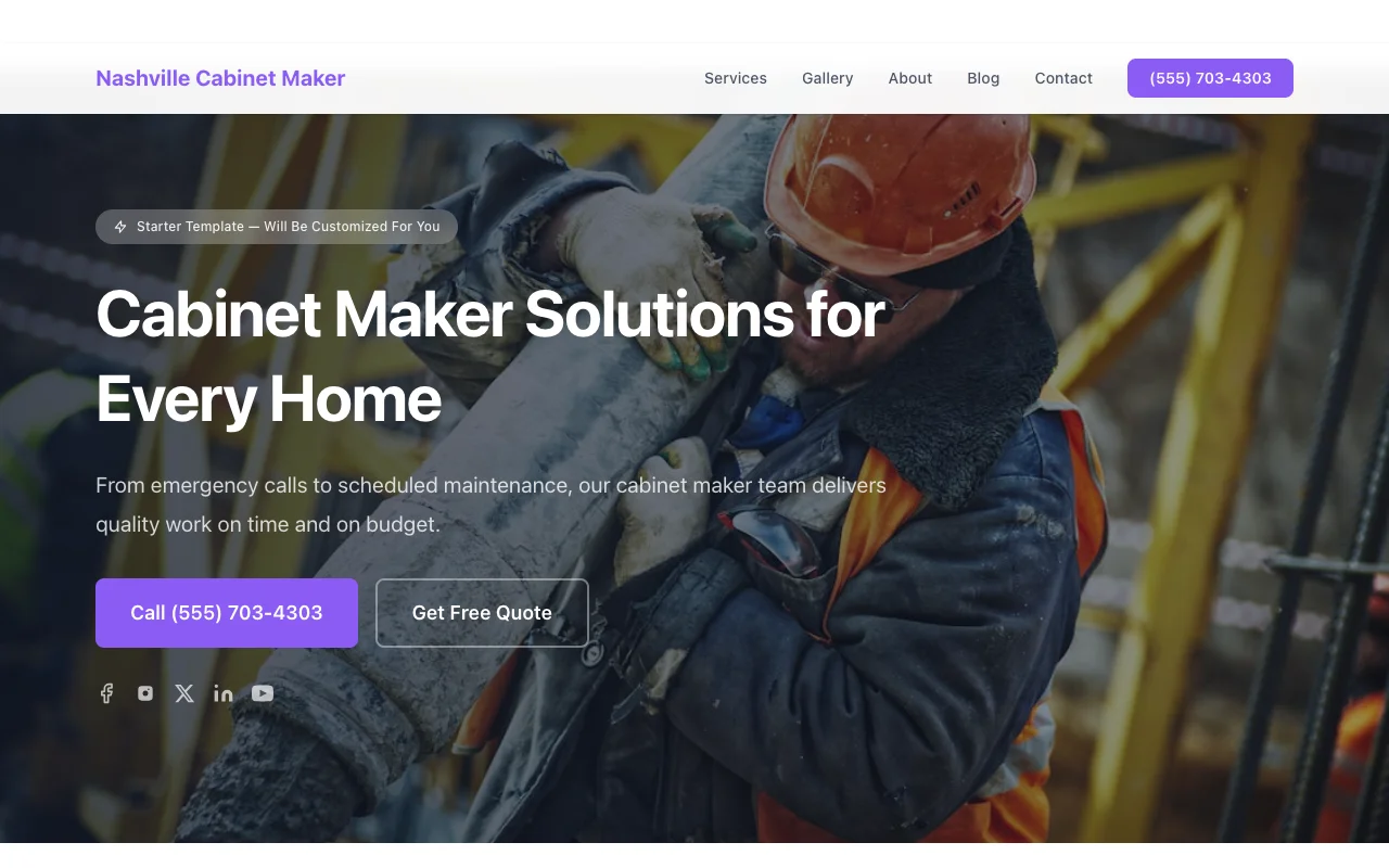 Cabinet Maker website template preview