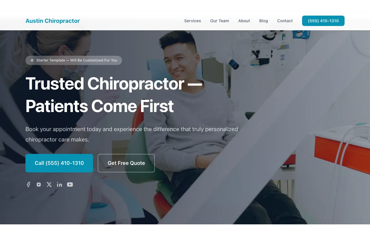Chiropractor website template preview