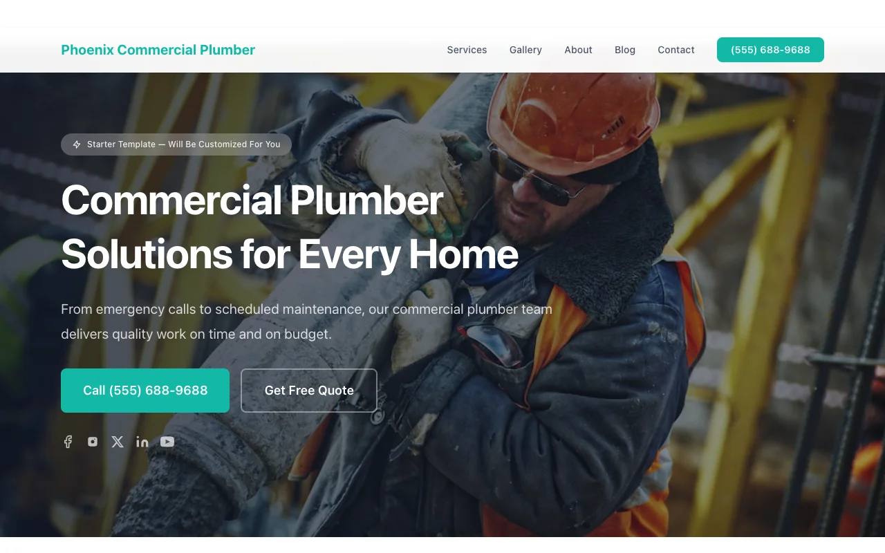 Commercial Plumber website template preview