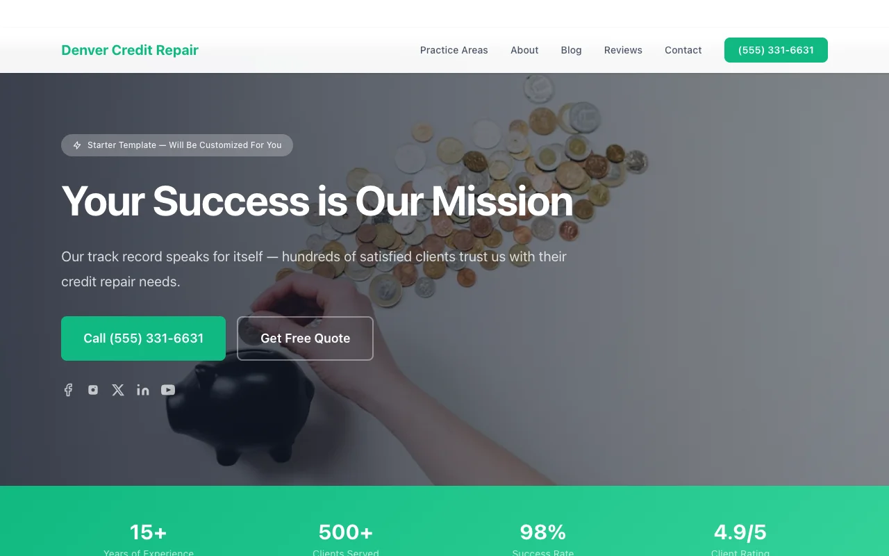 Credit Repair website template preview