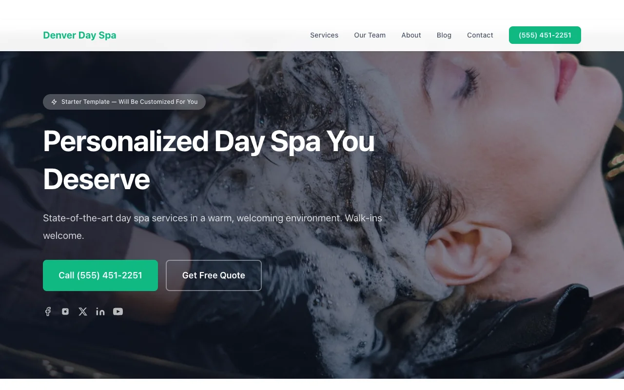 Day Spa website template preview