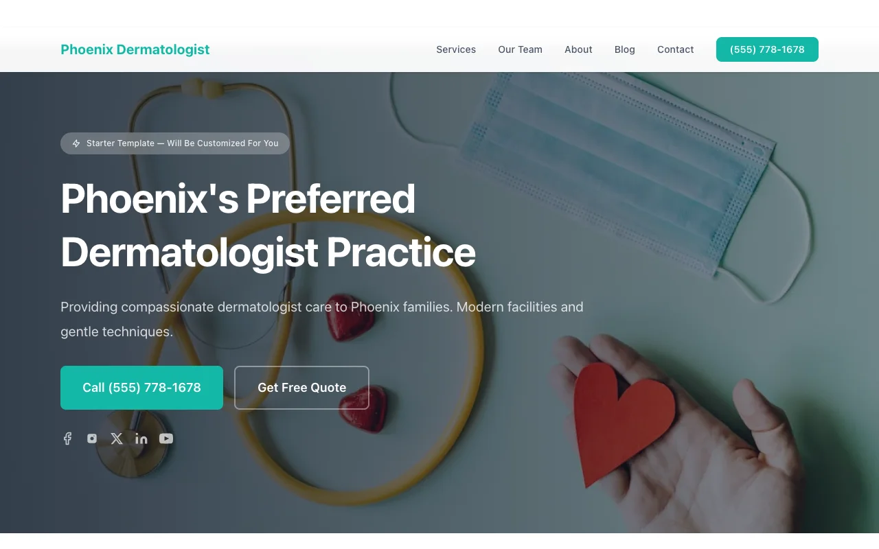 Dermatologist website template preview