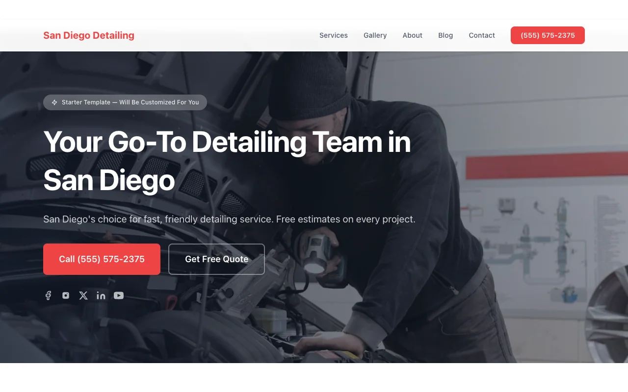 Detailing website template preview