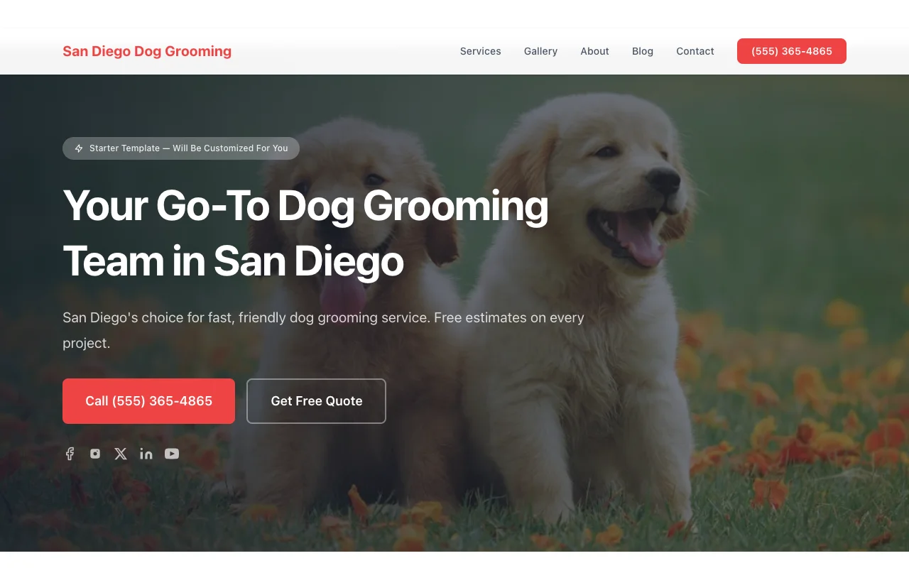 Dog Grooming website template preview