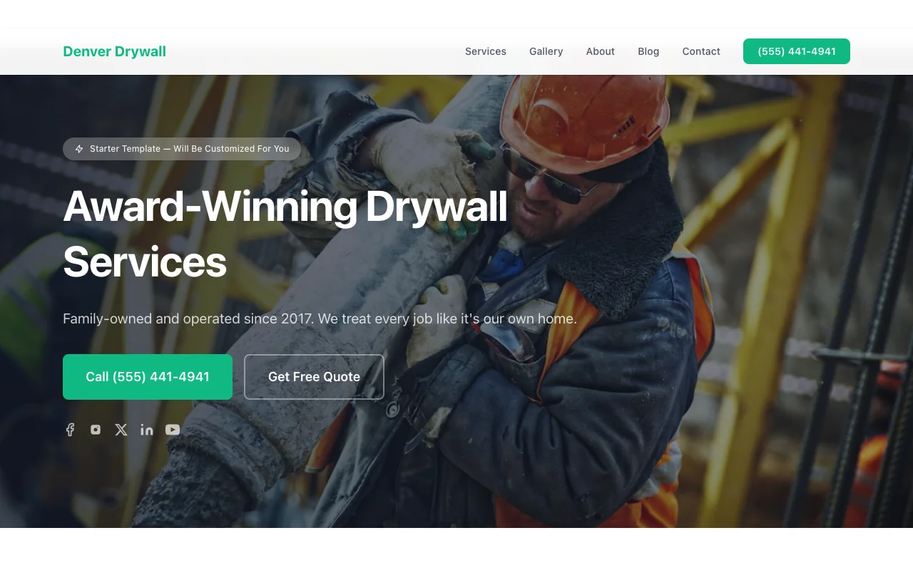 Drywall website template preview