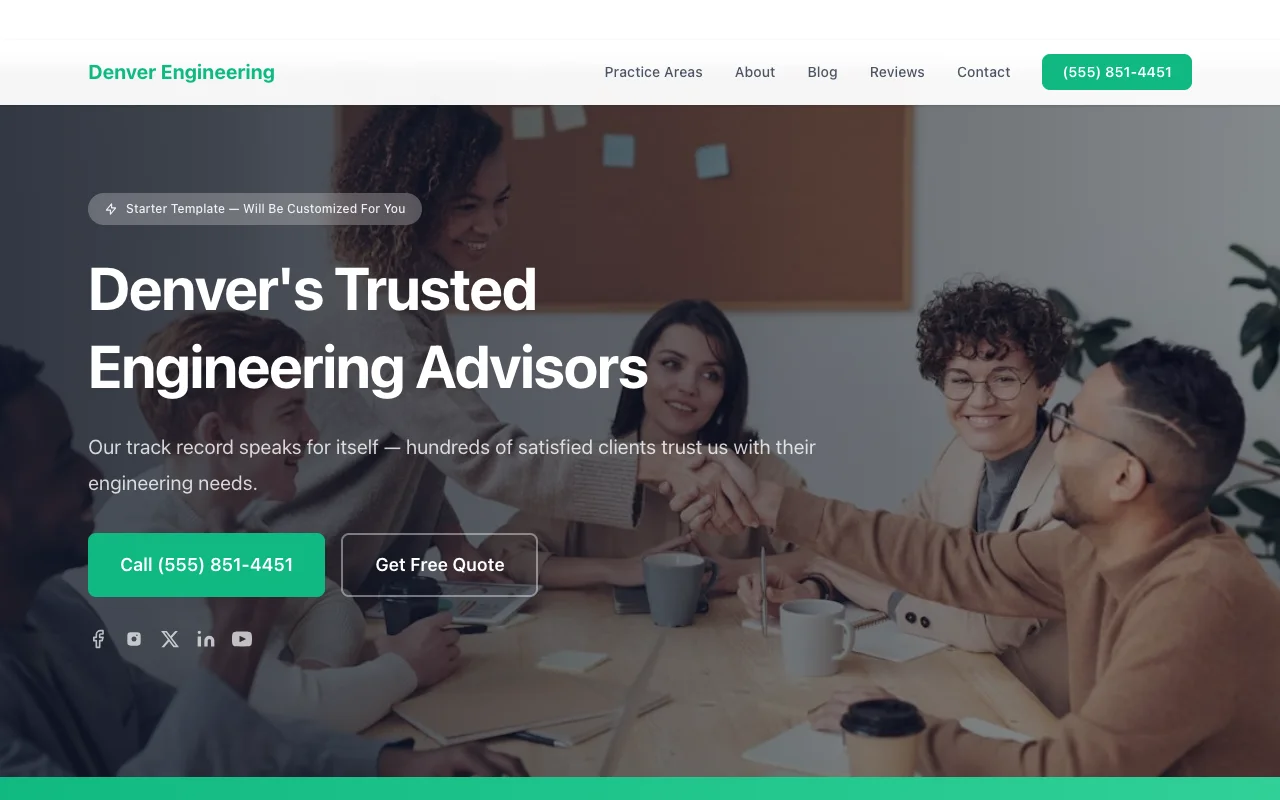 Engineering website template preview