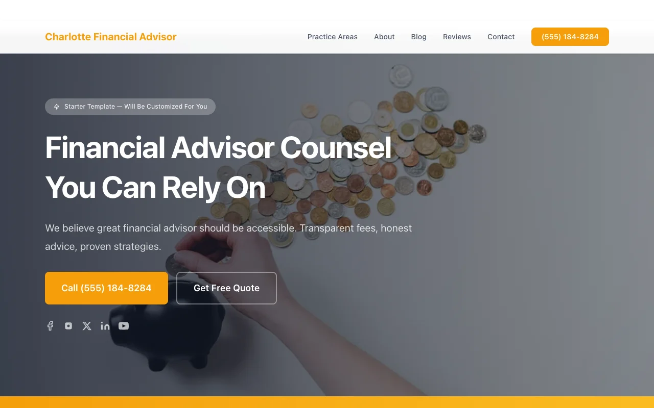 Financial Advisor website template preview