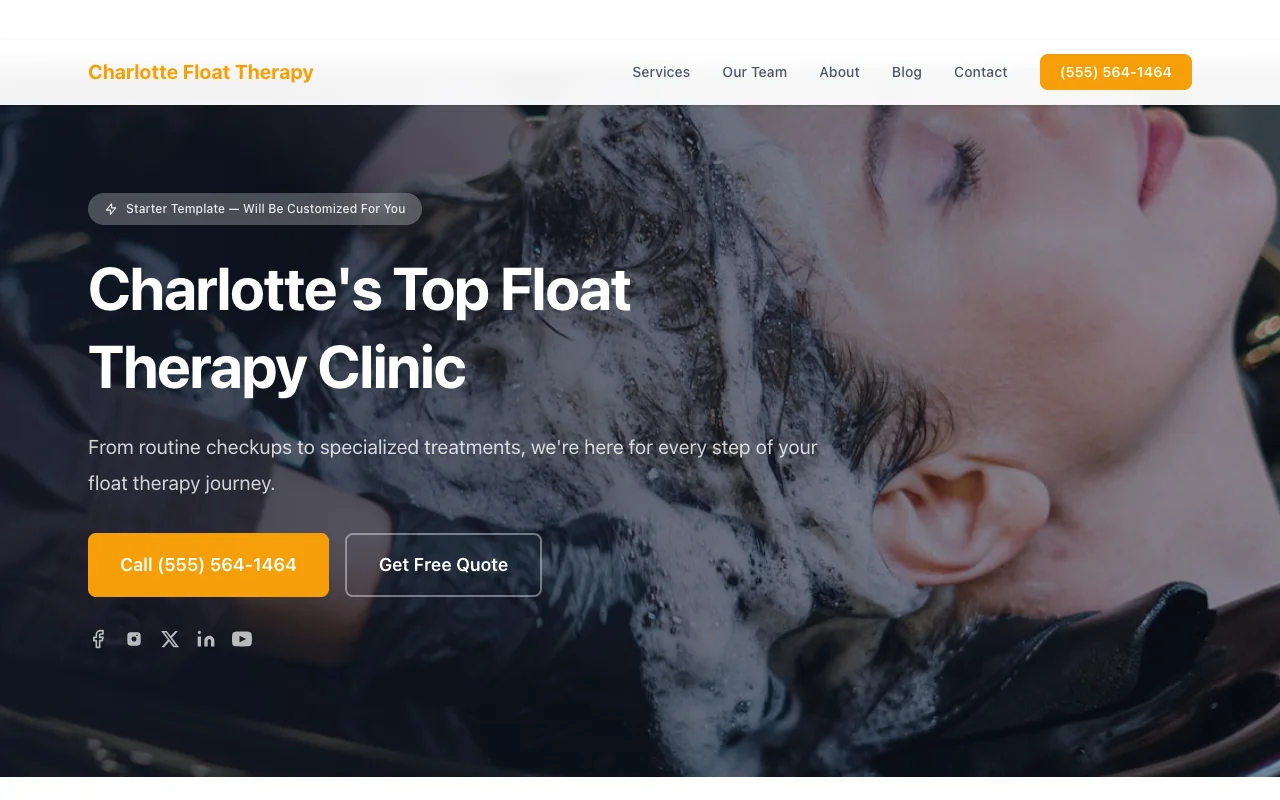 Float Therapy website template preview