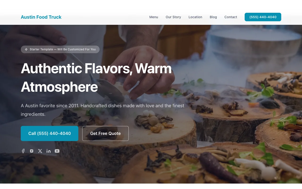 Food Truck website template preview