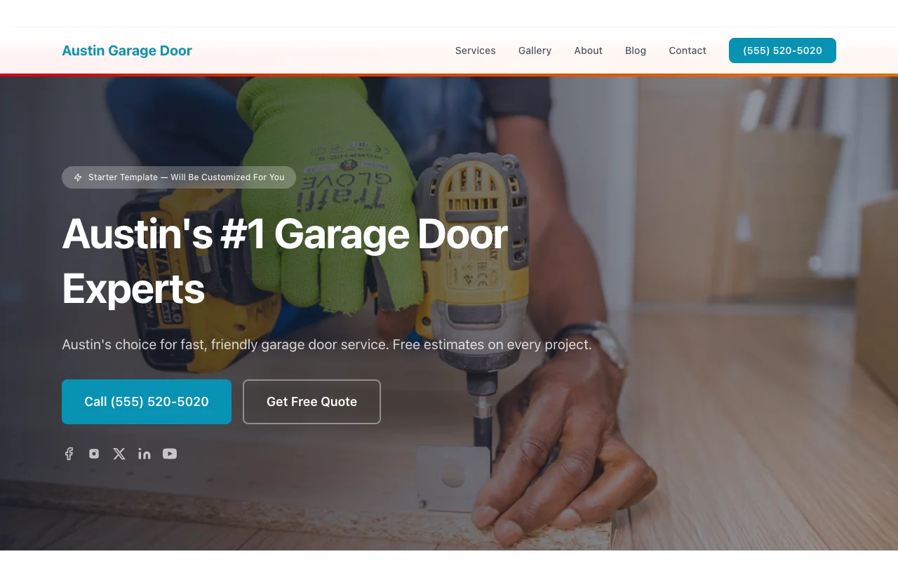 Garage Door website template preview