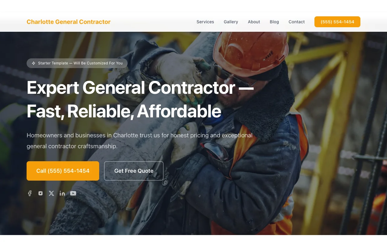 General Contractor website template preview