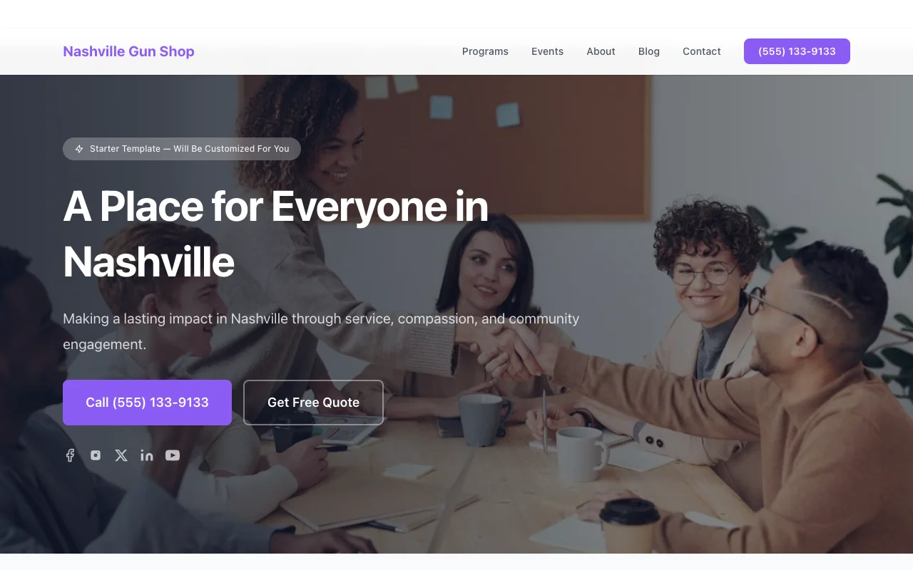 Gun Shop website template preview