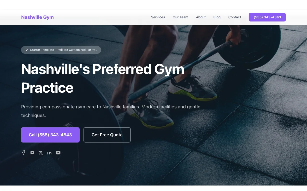 Gym website template preview