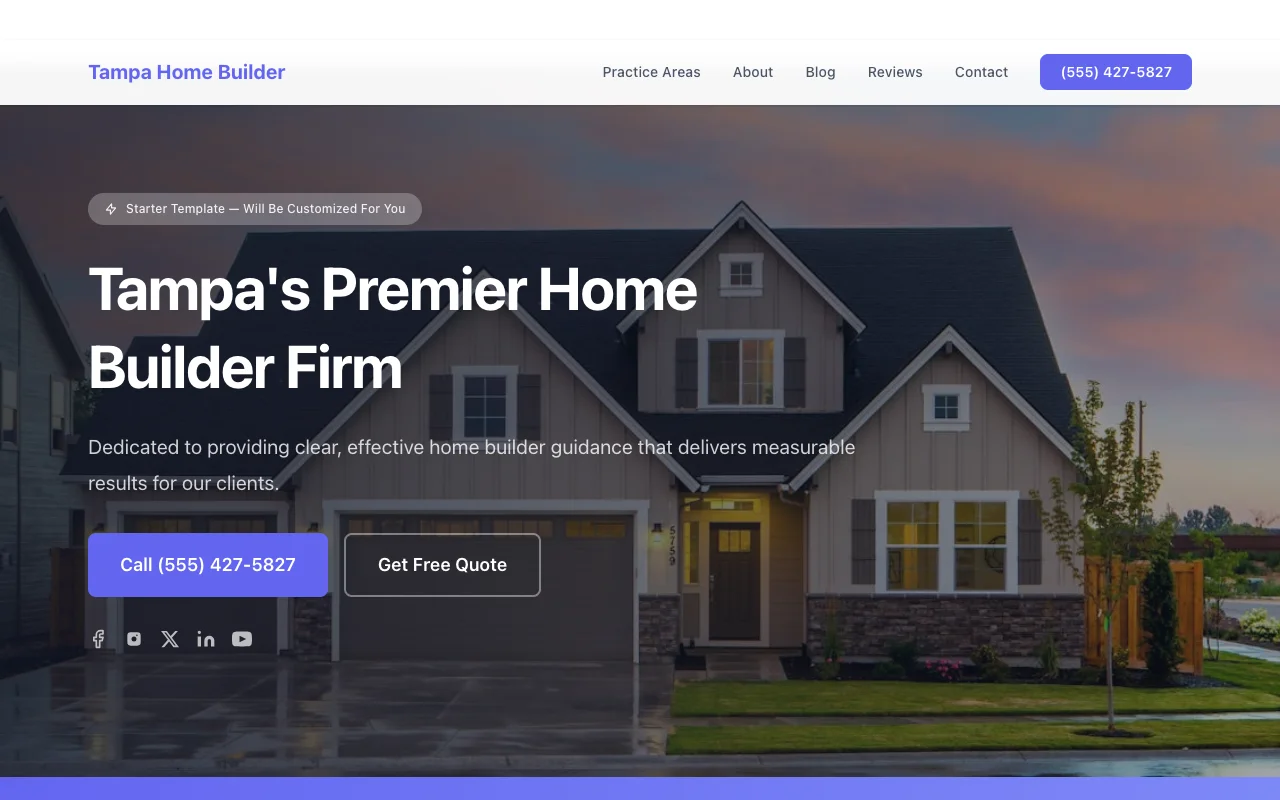 Home Builder website template preview