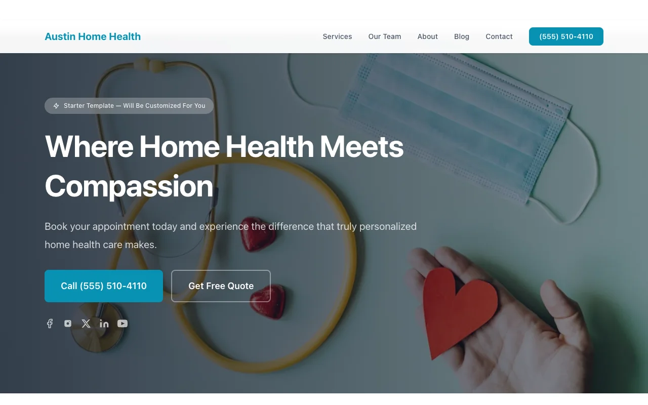 Home Health website template preview