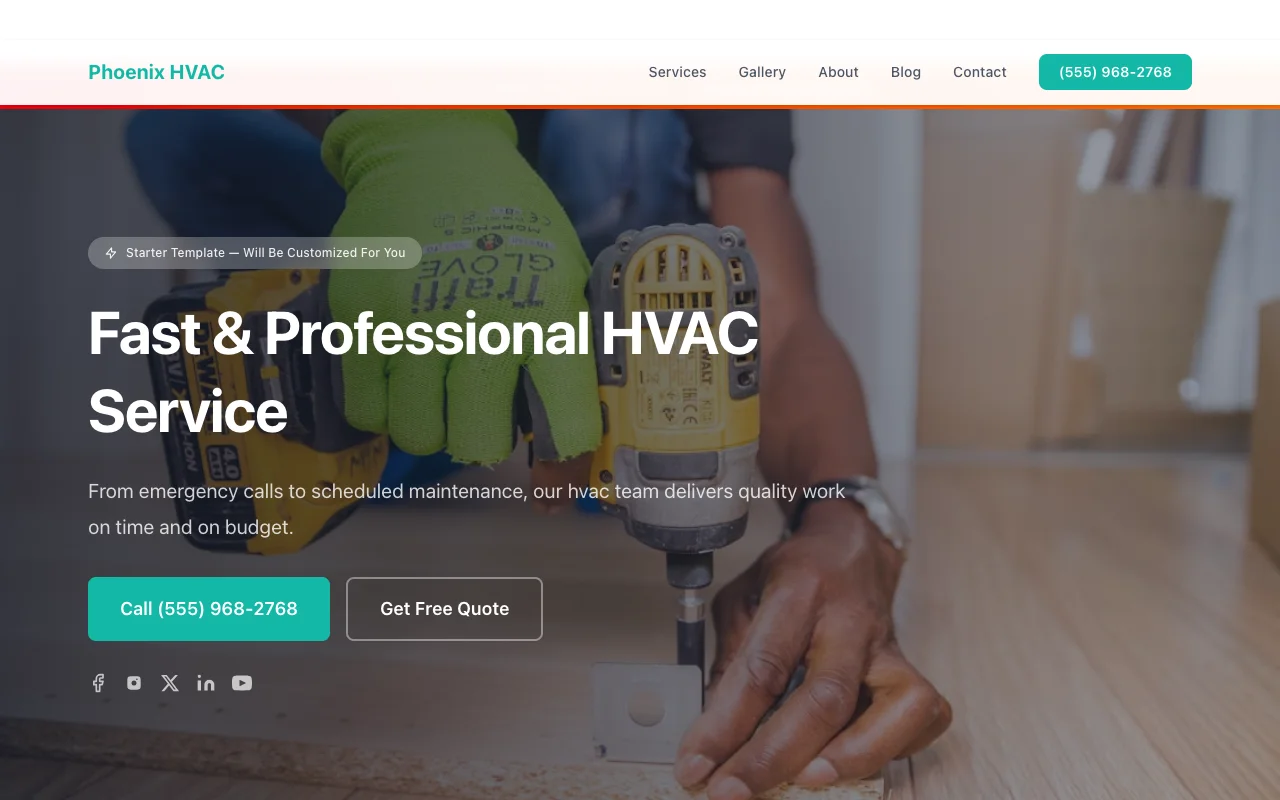 HVAC website template preview