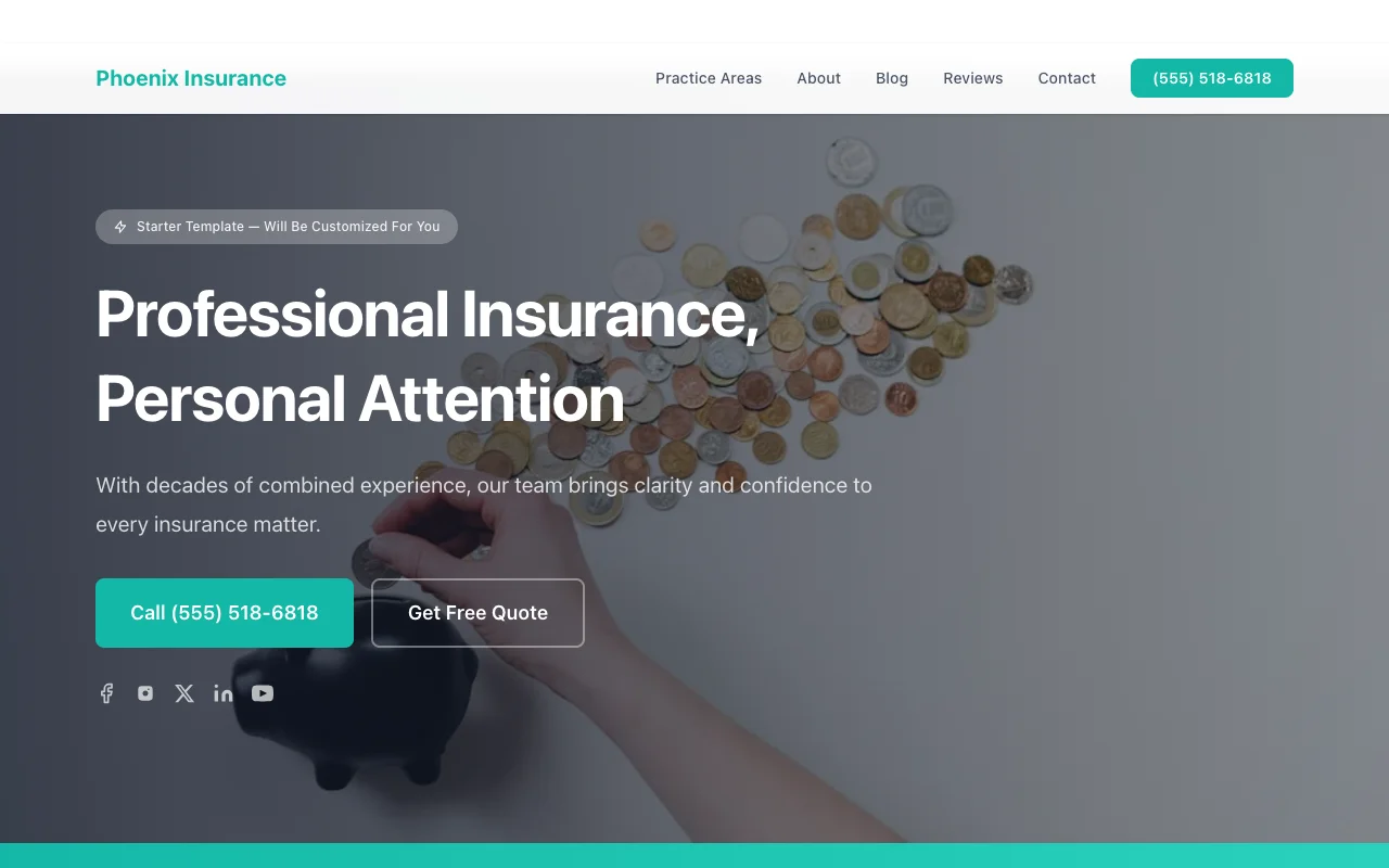 Insurance website template preview