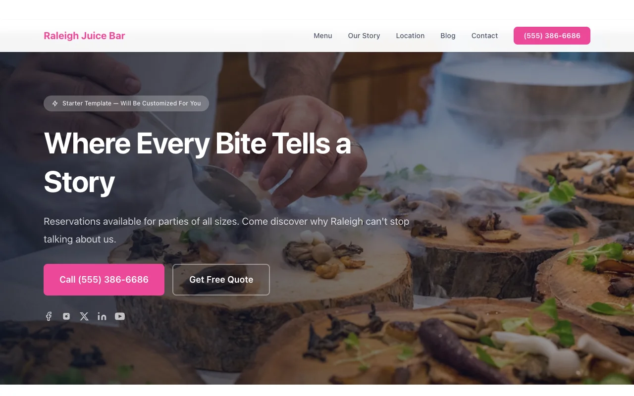 Juice Bar website template preview