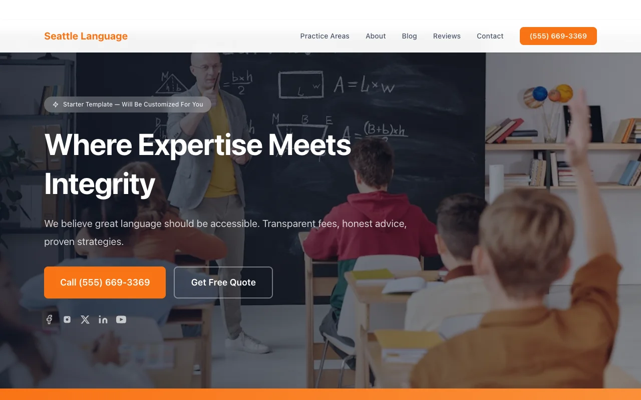 Language School website template preview