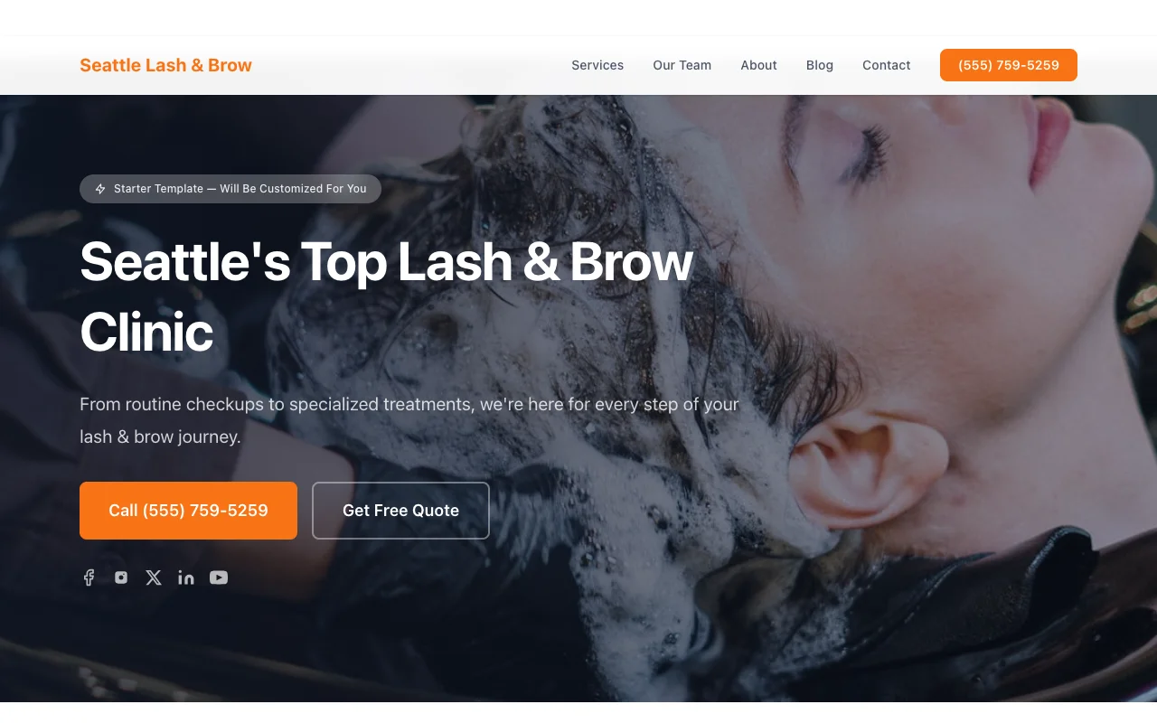 Lash & Brow website template preview