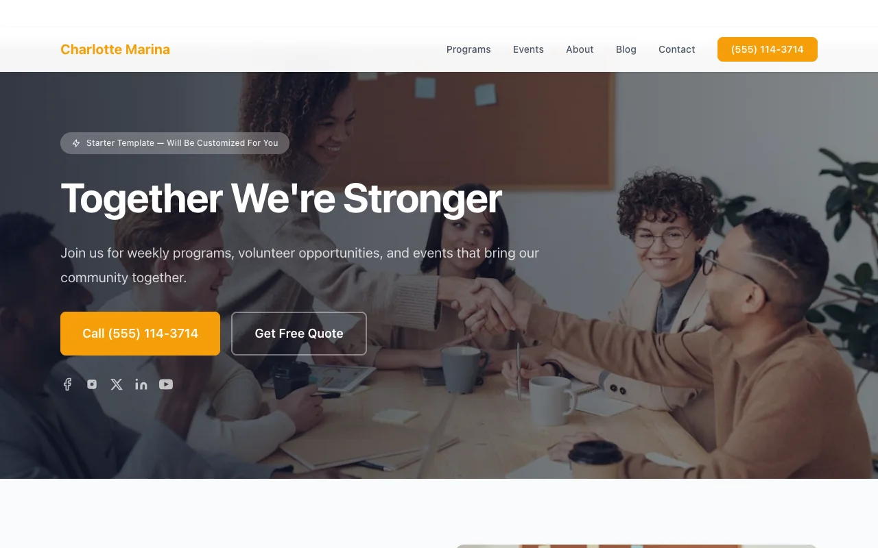 Marina website template preview