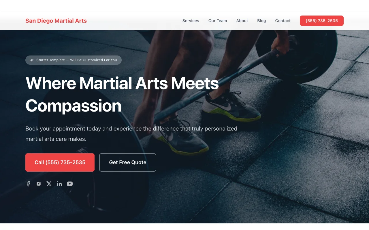Martial Arts website template preview