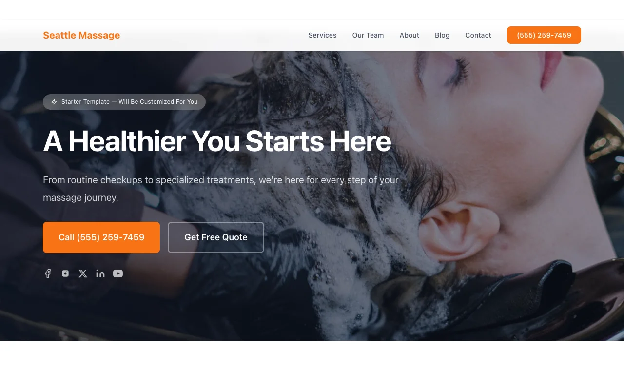 Massage website template preview