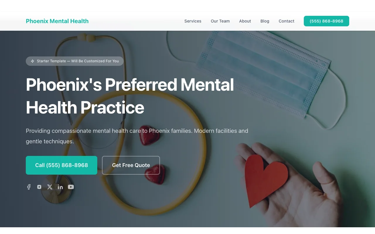 Mental Health website template preview