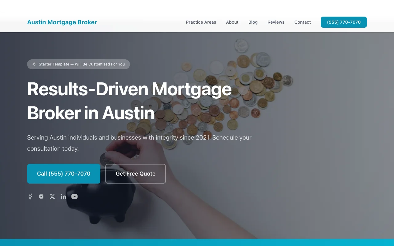 Mortgage Broker website template preview