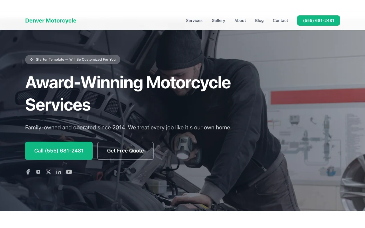 Motorcycle website template preview