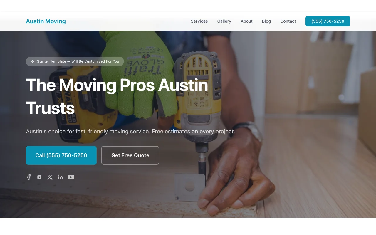 Moving website template preview