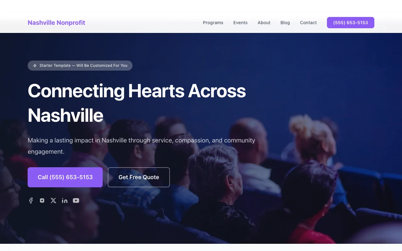 Nonprofit website template preview