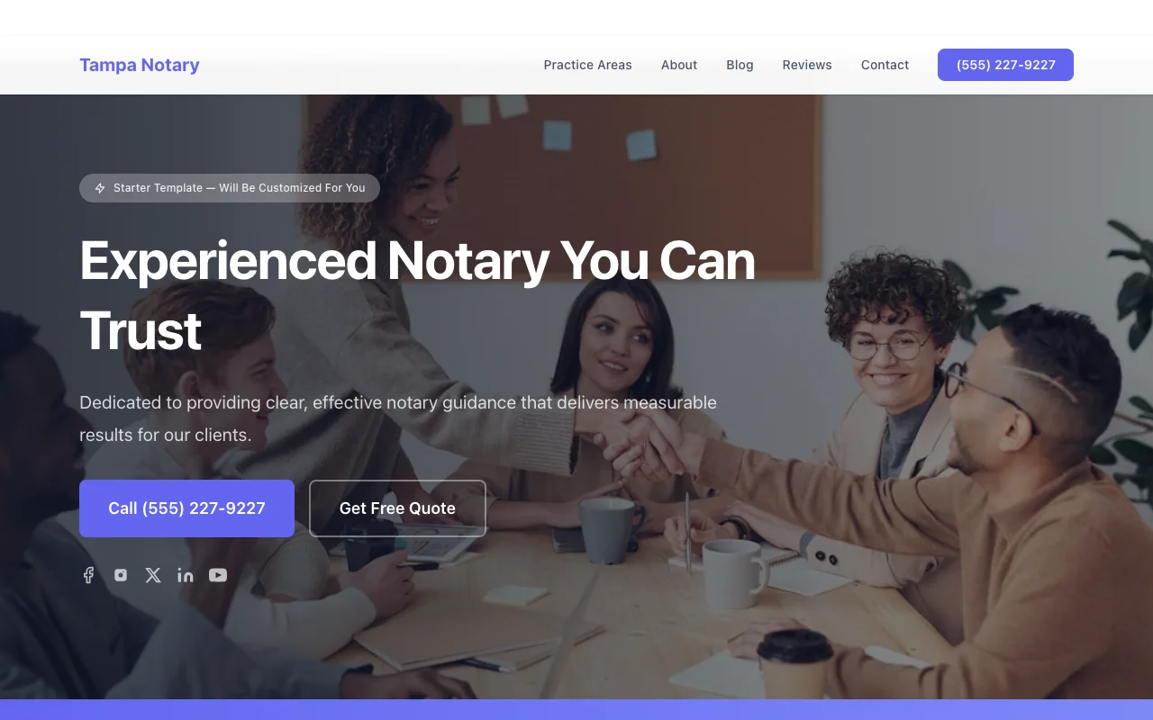 Notary website template preview