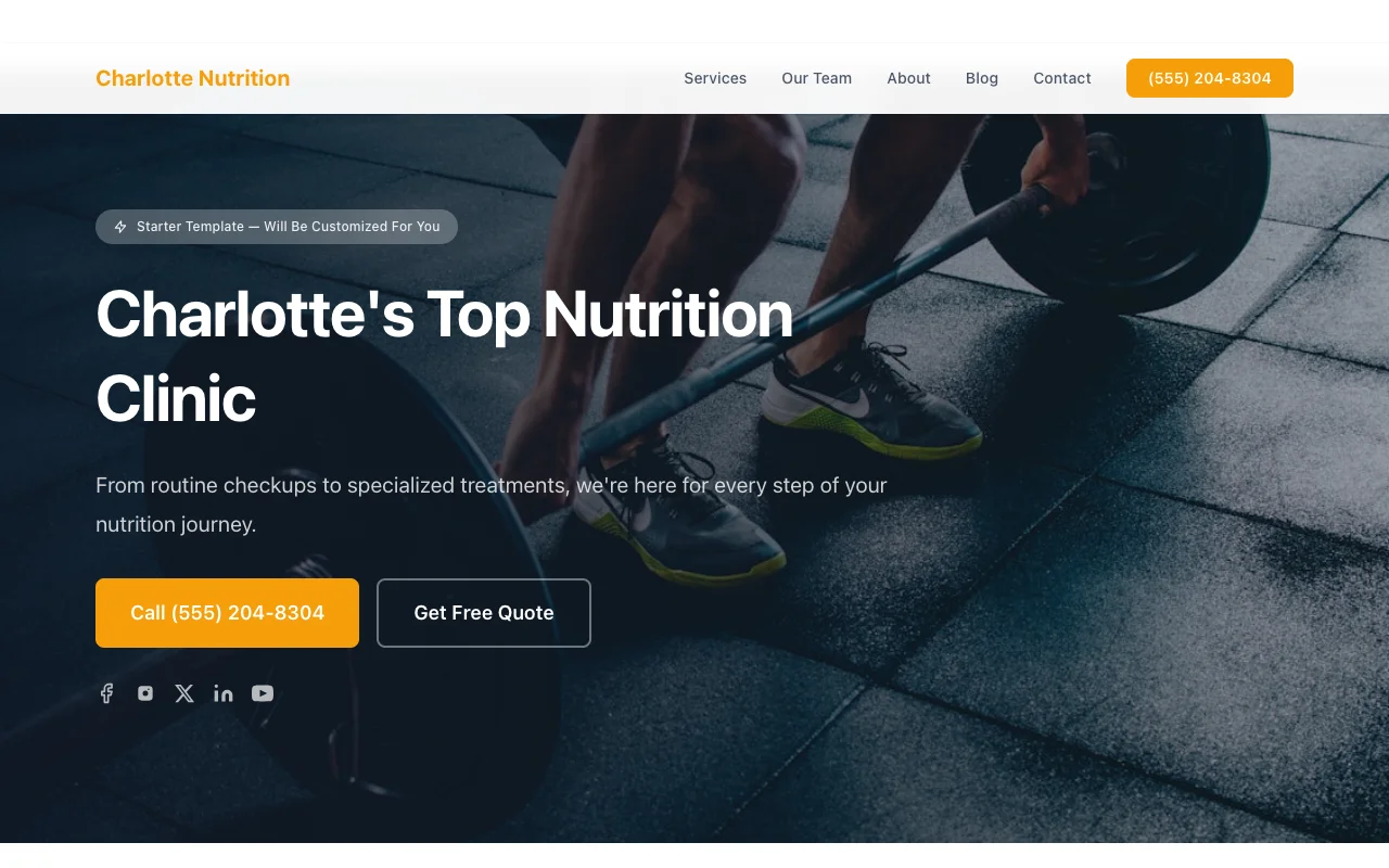 Nutrition website template preview