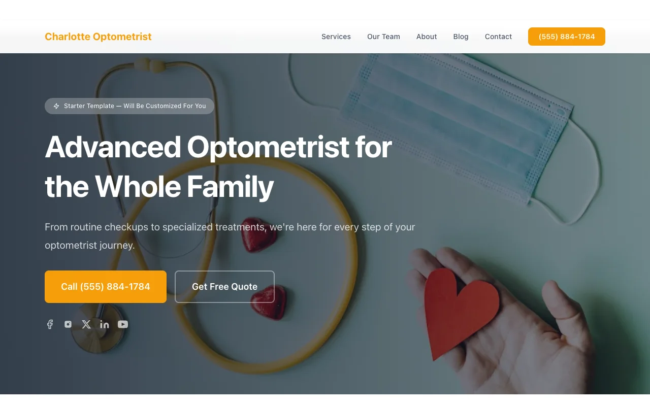 Optometrist website template preview