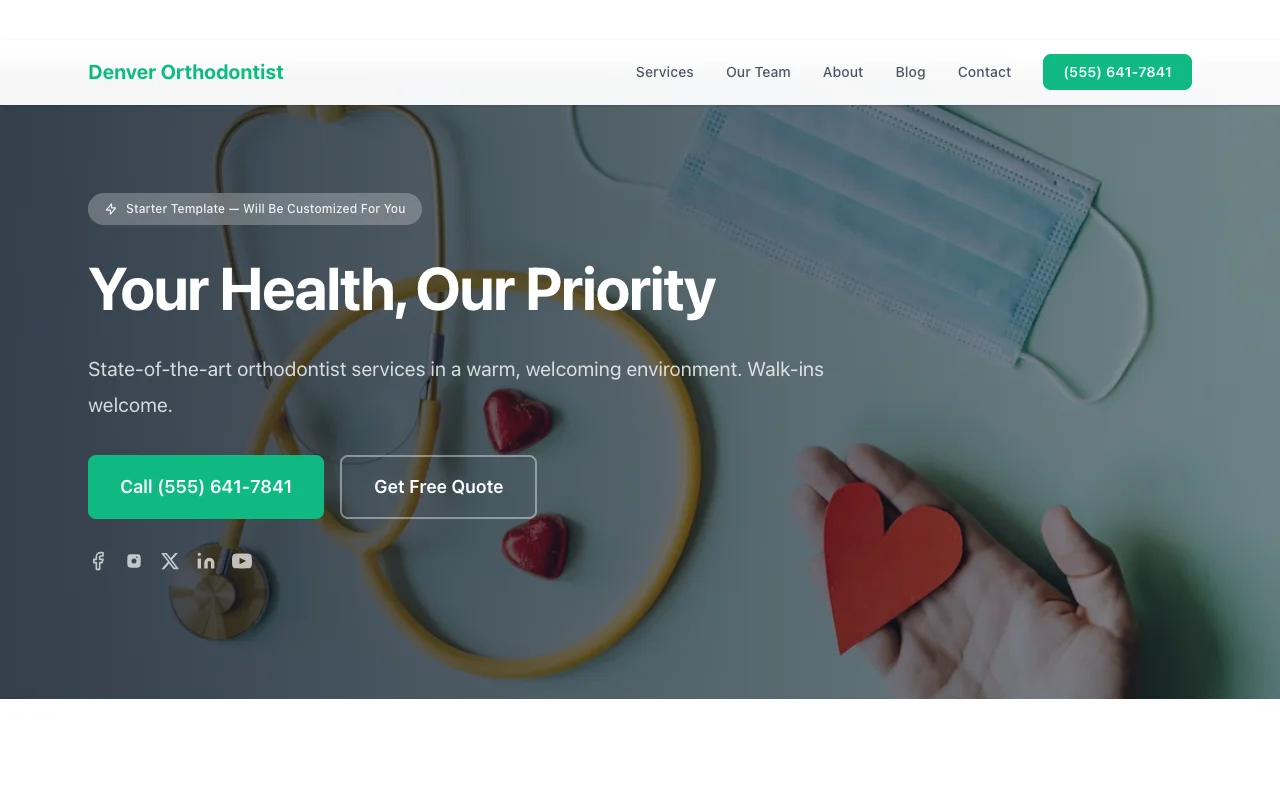 Orthodontist website template preview