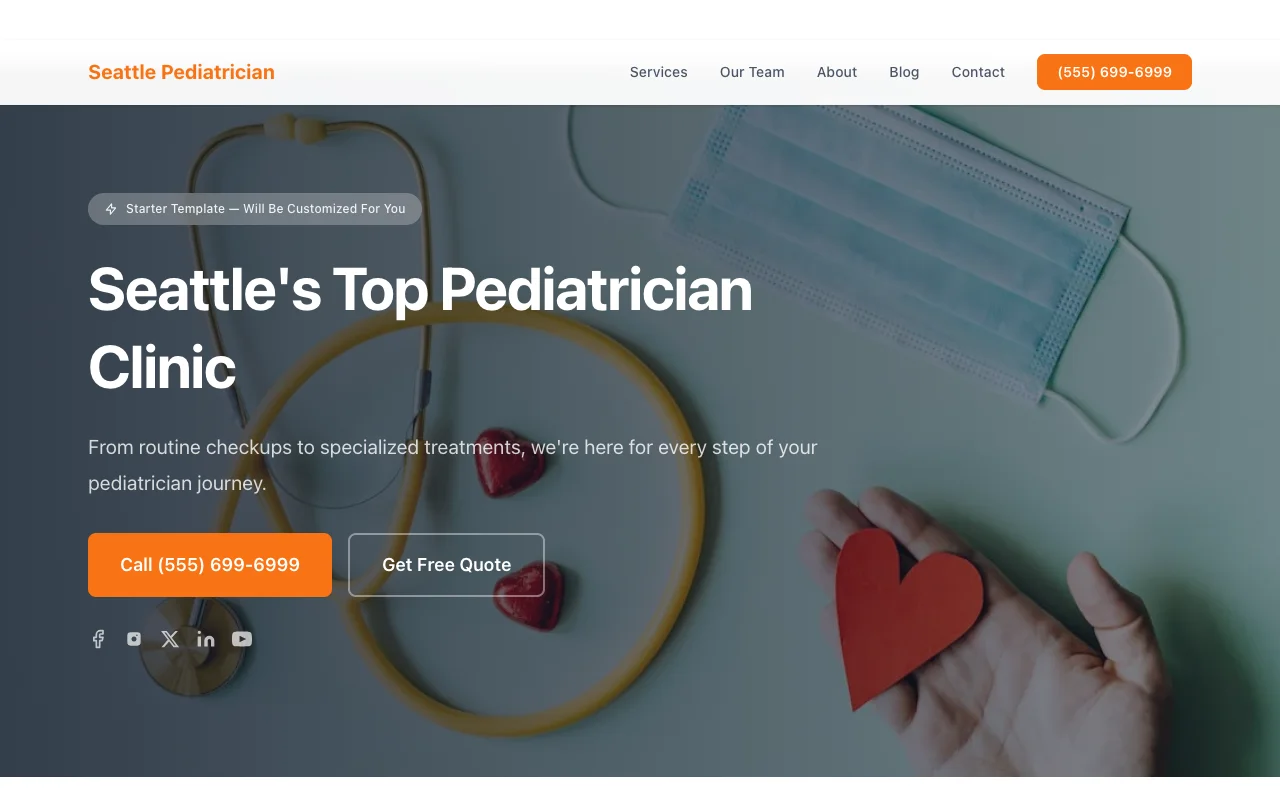 Pediatrician website template preview