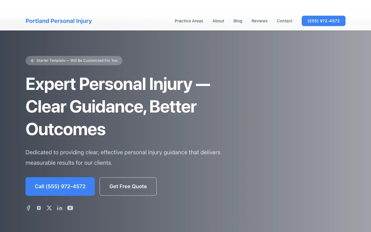 Personal Injury website template preview