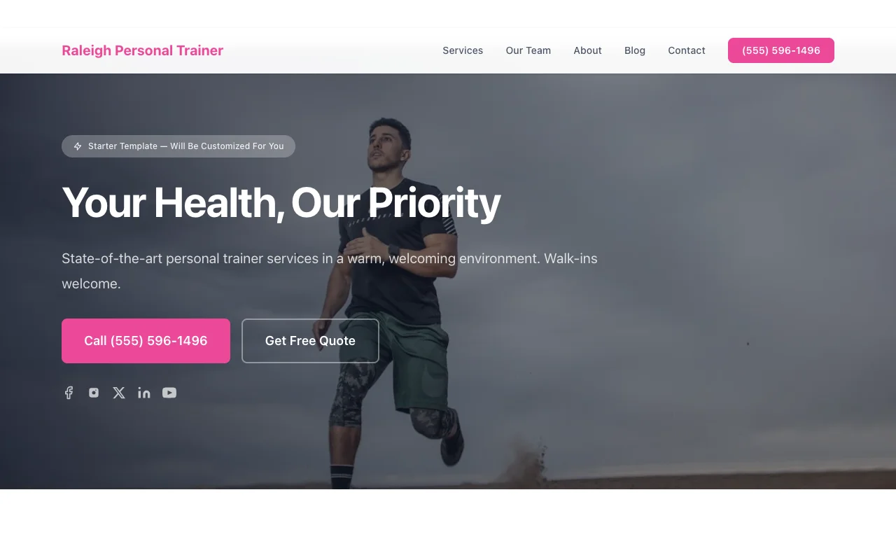 Personal Trainer website template preview