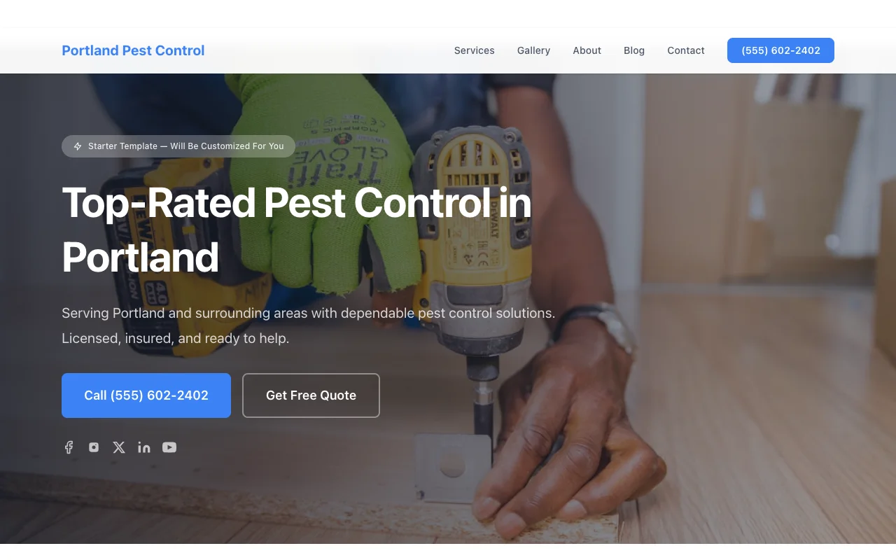 Pest Control website template preview