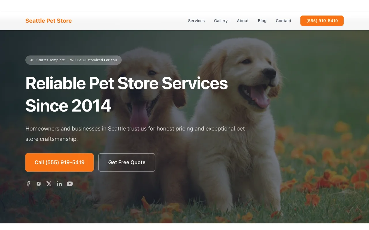 Pet Store website template preview