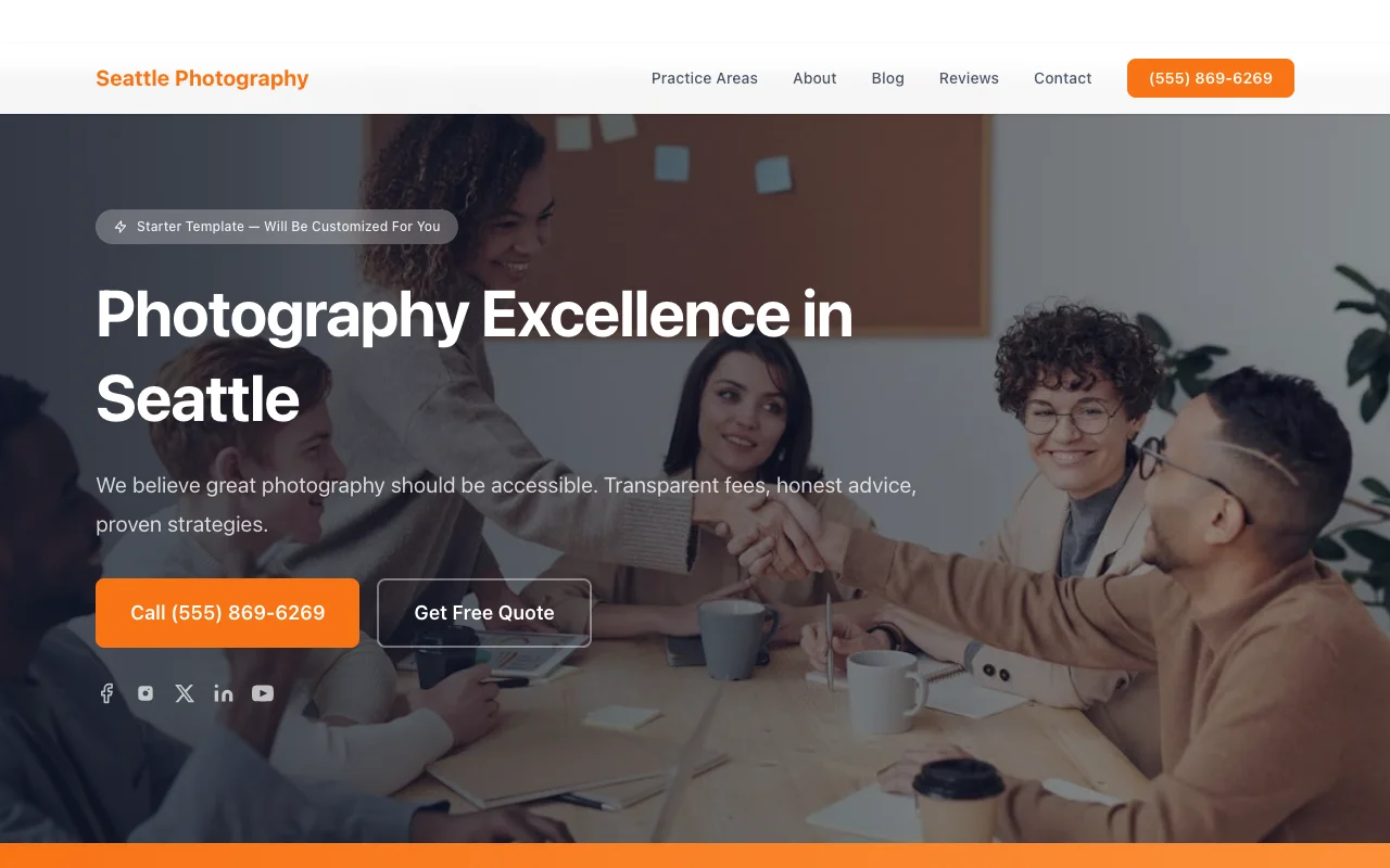 Photography website template preview