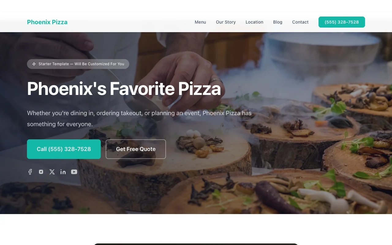 Pizza website template preview
