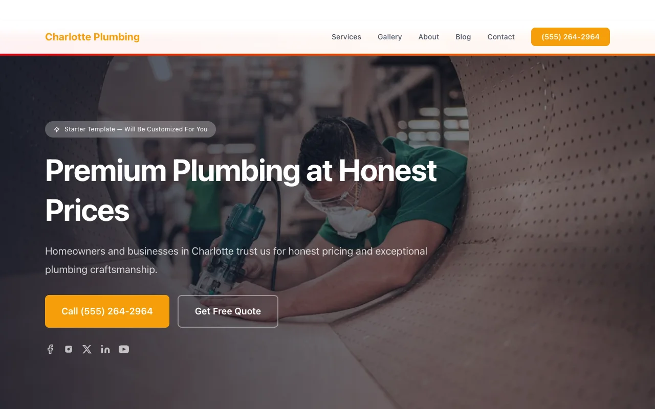 Plumbing website template preview