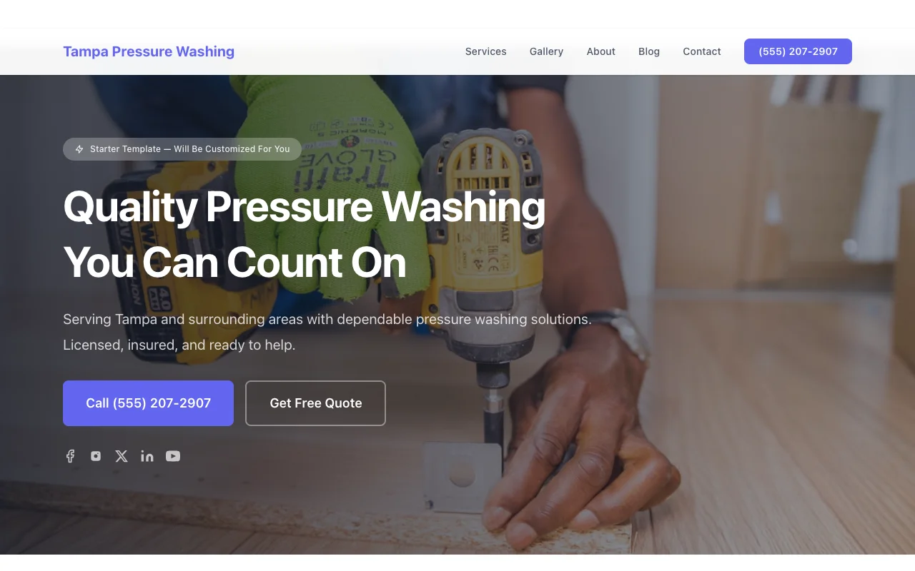 Pressure Washing website template preview