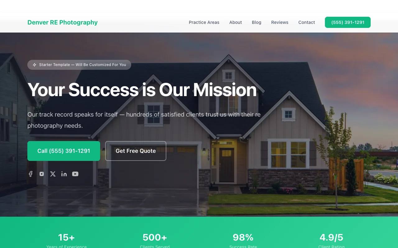 RE Photography website template preview