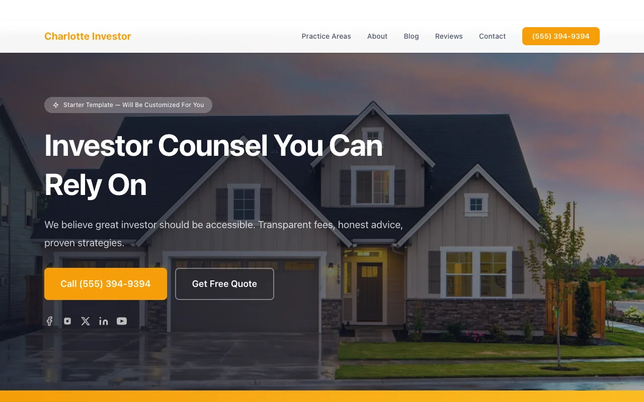 Real Estate Investor website template preview